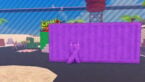 Roblox Avatar Wearing Purple Camo Blending In To A Purple Container Trying To Avoid Red Laser Sniper Fire