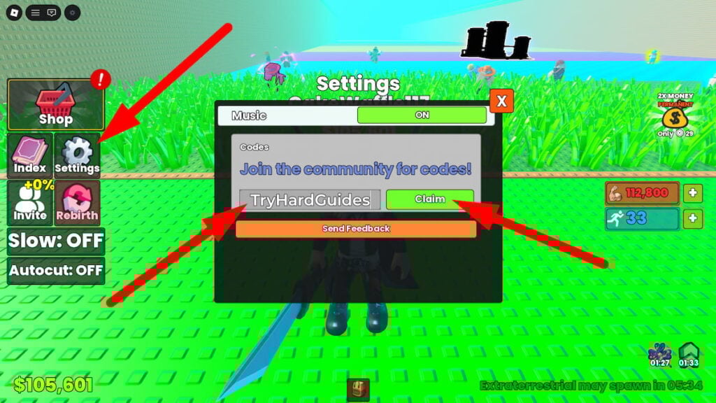 How To Redeem Codes In Cut Grass For Anime Characters Roblox