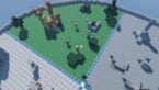 Roblox 1 8 Arena An Overview Of A Map Split Into Segments With Blue Blocks As Enemies Fight On The Grass Segment