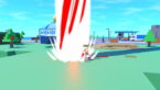 Roblox Player Select Avatar Wearing Crown Running Away From Red White Massive Lazer