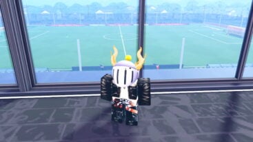 Roblox Soccer Zero Avatar Wearing Silver Helmet Black Clothes Standing Near Window Overlooking A Soccer Pitch
