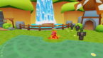 Roblox Weapon Rng Avatar Wearing Silver Helmet Black Clothes Two Giant Swords On Back Holding A Gun Surrounded By A Red Fire Aura Standing Near Enemies And A Waterfall