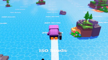 Roblox Launch A Penguin A Pink Penguin Holding A Black Briefcase Flying Through The Air Over Water