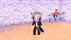Roblox My Gym Avatar Wearing Silver Helmet Black Clothes Two Giant Swords On Back Standing In Gym Near Dip And Bike Machines
