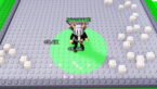 Roblox Stud Incremental Avatar Wearing Silver Helmet Black Clothes Two Giant Swords On Back Standing On Gray Floor As White Blocks Litter It While Standing In A Green Circle