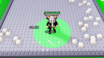 Roblox Stud Incremental Avatar Wearing Silver Helmet Black Clothes Two Giant Swords On Back Standing On Gray Floor As White Blocks Litter It While Standing In A Green Circle