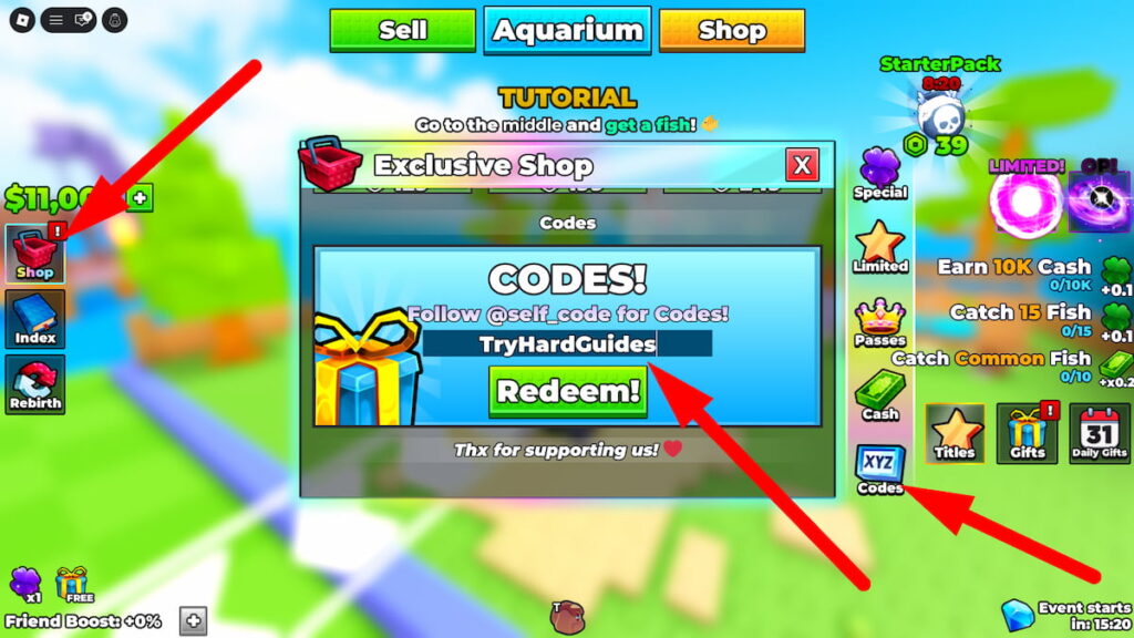 How To Redeem Codes In Bomb Fishing Roblox