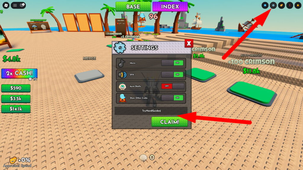 How To Redeem Codes In Crab Tycoon Roblox