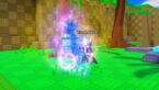 Roblox Be A Fish Bait Avatar Wearing Silver Helmet Black Clothes Two Giant Swords On Back Holding A Giant Blue Seahorse In Right Hand