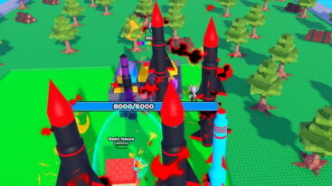 Roblox Missile Empire Avatar Wearing Silver Helmet Black Clothes Two Giant Swords On Back Standing Between Loads Of Black Rockets With Red Tipped Spikes