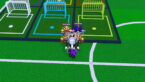 Roblox Soccer Training Avatar Kicking Purple Soccer Ball Before Three Different Colored Nets