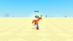 Roblox Speedsters Infinite Avatar Wearing Red Blue Hero Costume Wearing Black Hat And Lightning Bolt On Chest Speeding Through Desert