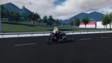 Roblox Tr Legacy Avatar Riding Black Motorbike On Road Near Trees