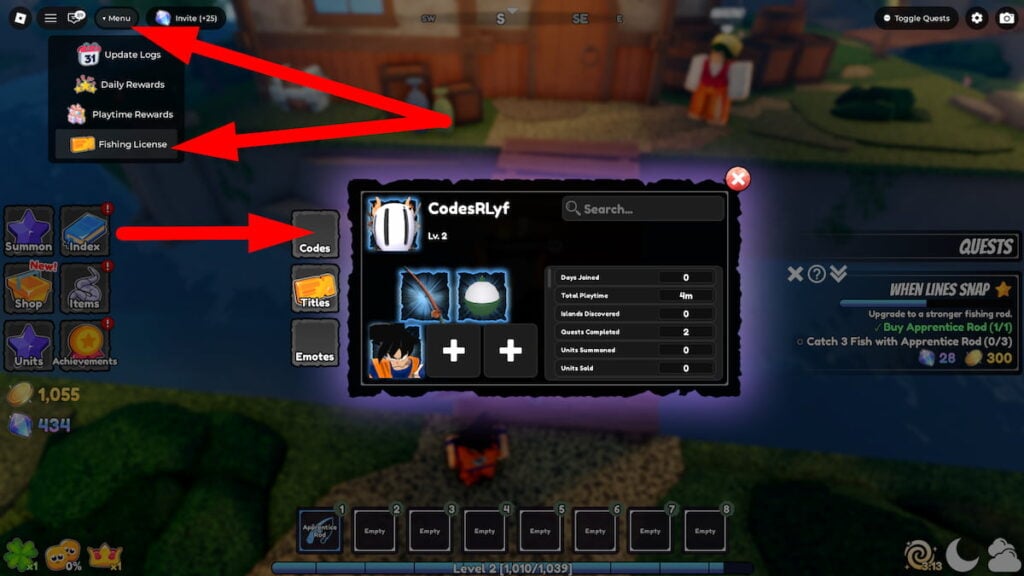How To Redeem Codes In Anime Fishing Odyssey Roblox