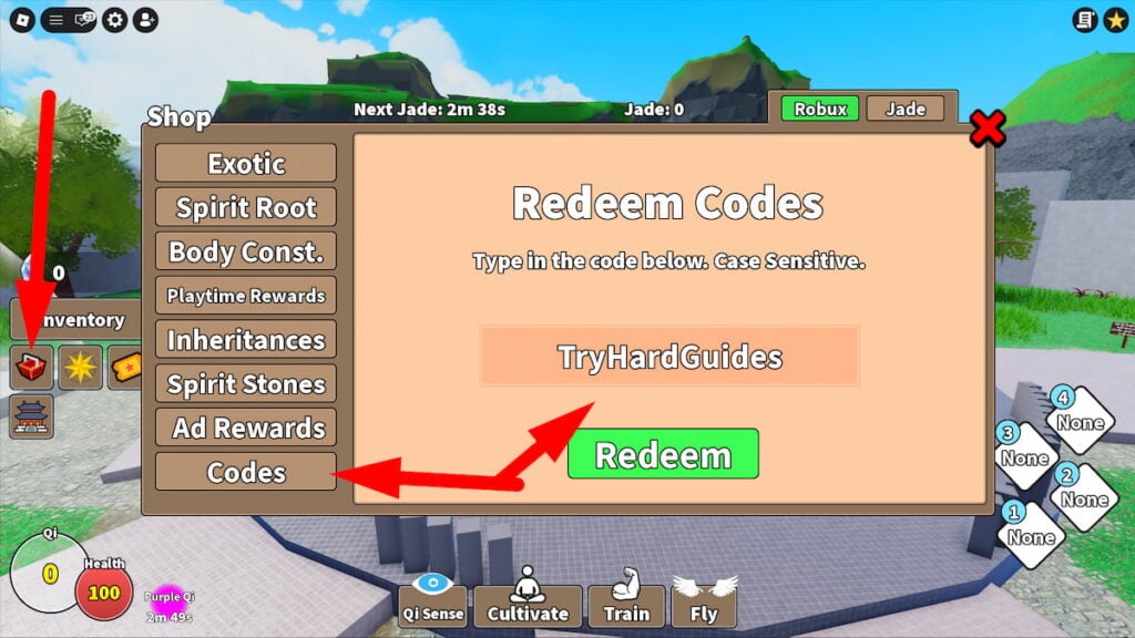How To Redeem Codes In Cultivation Dao Online Roblox