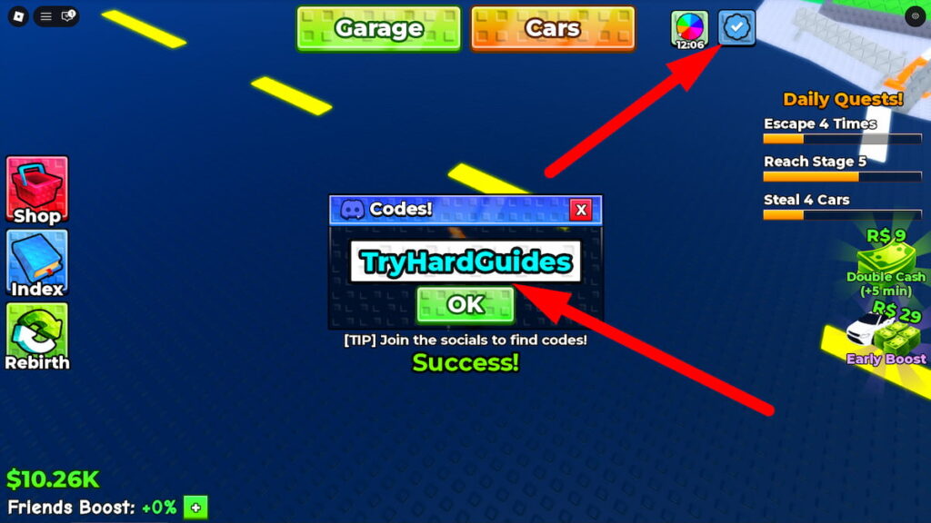 How To Redeem Codes In Escape Police To Steal A Car Roblox