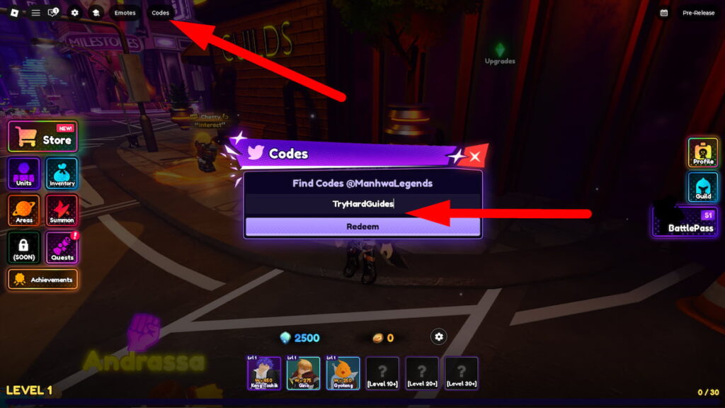 How To Redeem Codes In Manhwa Legends Roblox