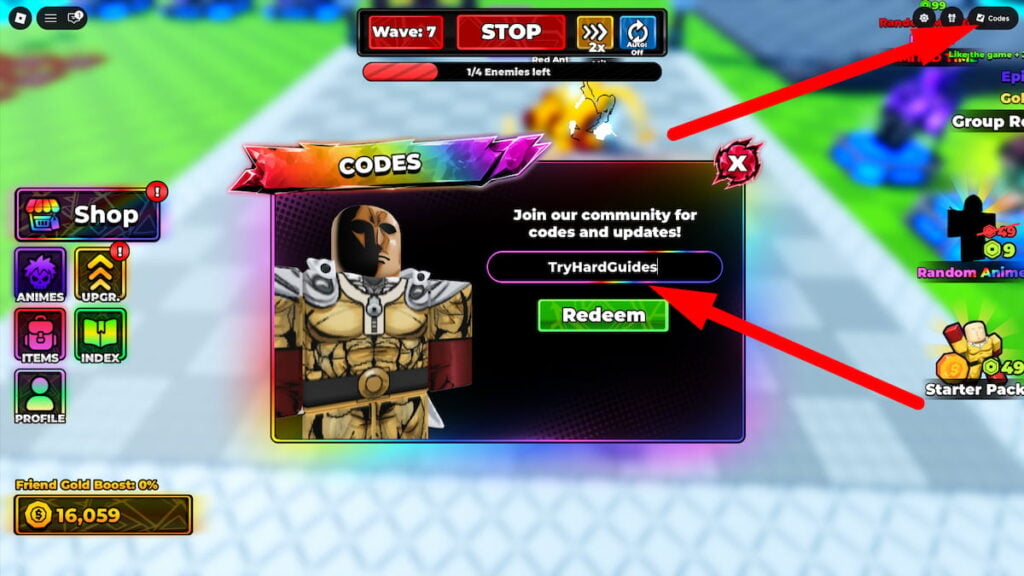 How To Redeem Codes In Roll Anime To Fight Roblox