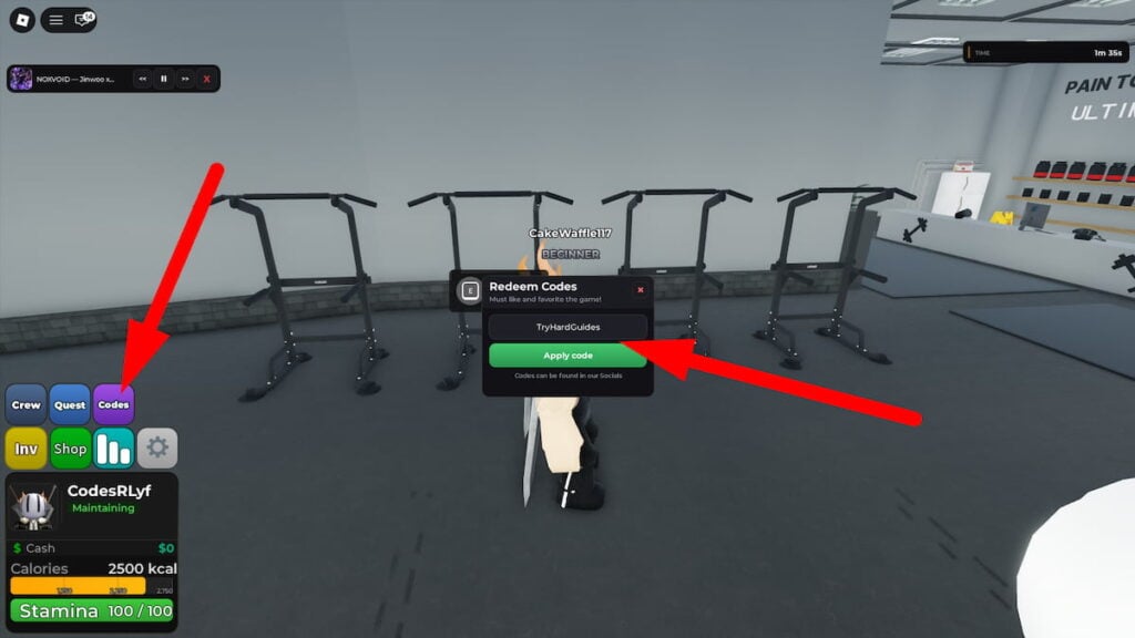 How To Redeem Codes In Ultimate Gym Game Roblox