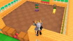 Roblox Build A Base And Steal Avatar Wearing Silver Helmet Black Clothes Two Giant Swords On Back Standing On Wooden Wall As A Bat And Yellow Lab Wandering Around Inside Of House
