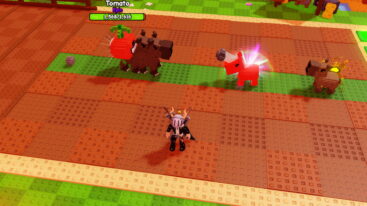 Roblox Capybaras Vs Plants Avatar Wearing Silver Helmet Black Clothes Two Giant Swords On Back Standing On Dirt As Different Colored Capybaras Attack Plants Standing On Grass