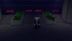 Roblox Case World Avatar Wearing Silver Helmet Black Clothes Two Giant Swords On Back Standing Near Steps Red Closed Signs