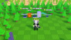 Roblox Power Your City Avatar Wearing Silver Helmet Black Clothes Two Giant Swords On Back Standing Near Forest With Solar Panels And Batteries