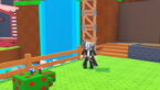 Roblox Sell Ores Avatar Wearing Silver Helmet Black Clothes Two Giant Swords On Back Standing Near Waterfall And Berry Bush With Multiple Crates Attached To Back