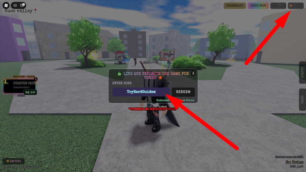 How To Redeem Codes In Escape Huss Valley Roblox