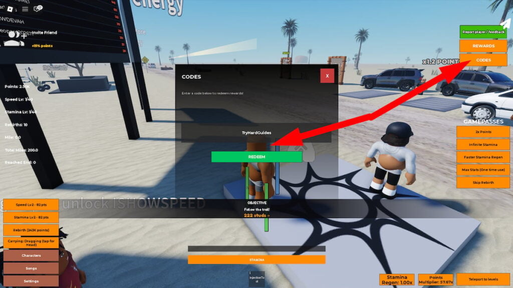How To Redeem Codes In Stay Hard Run Roblox