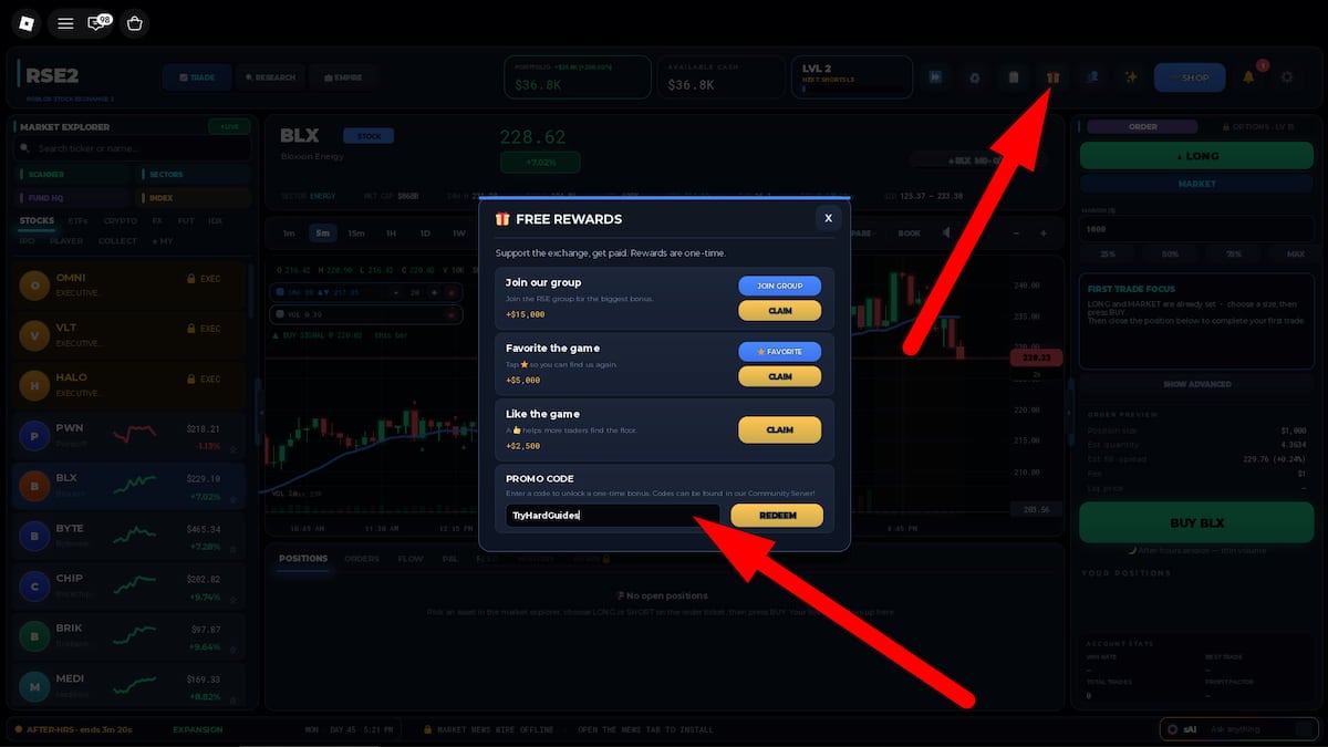 Roblox Stock Exchange 2 Codes (October 2026) - Try Hard Guides