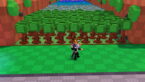 Roblox 1 Chop Trees For Treasure Avatar Wearing Silver Helmet Black Clothes Two Giant Swords On Back Holding Axe Behind Head With A Forest Of Trees Behind