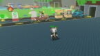 Roblox Drive Thru Empire Avatar Wearing Silver Helmet Black Clothes Two Giant Swords On Back Standing Before Road With Cars Ordering Drive Thru