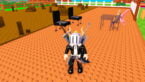 Roblox Hatch And Fry Avatar Wearing Silver Helmet Black Clothes Two Giant Swords On Back Standing Near Two Black Grills A Smal Table And Chair As A Customer Sits On It Waiting