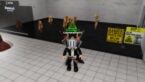Roblox Scp Incremental Avatar Wearing Silver Helmet Black Clothes Two Giant Swords On Back Standing Before Glass Chamber Filled With A Scp Peanut Monster And Human Npcs