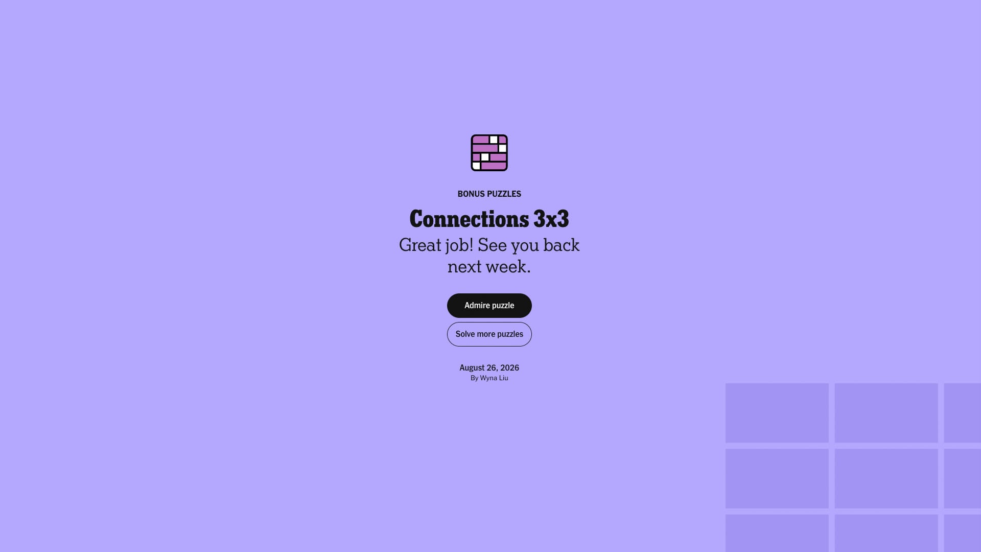 NYT Connections 3×3 Answers for October 21 2026 NYT Connections 3×3 Answers for October 21 2026