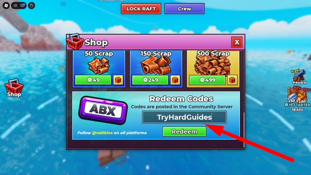 How To Redeem Codes In Build And Defend Your Raft Roblox
