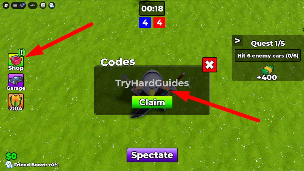 How To Redeem Codes In Car DUELS Roblox