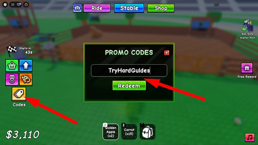 How To Redeem Codes In Race Horses Roblox