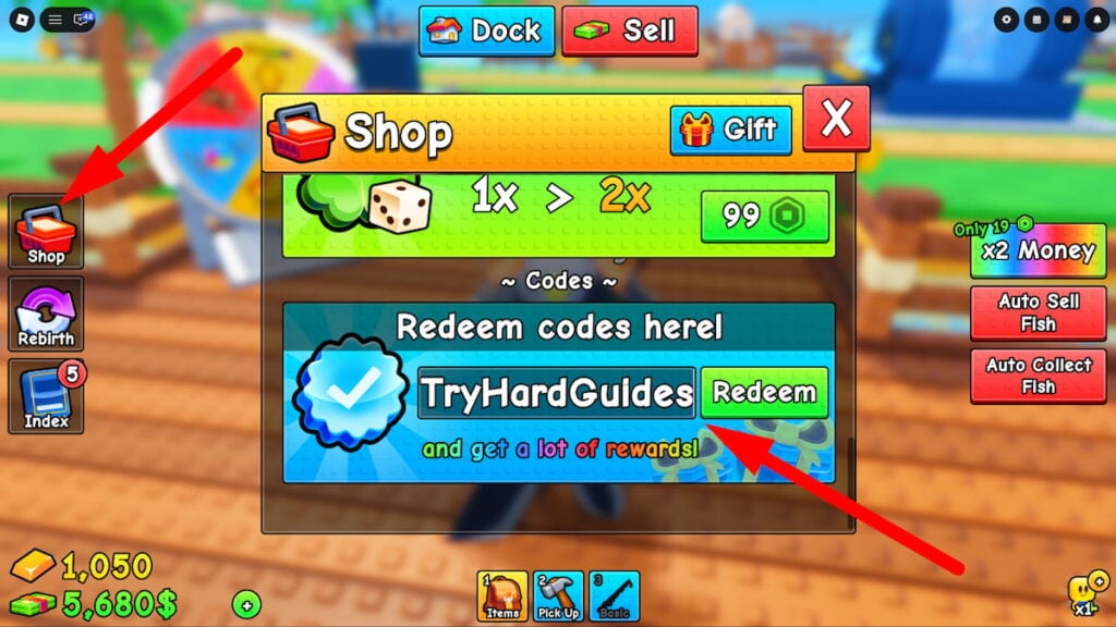 How To Redeem Codes In Roll A Fisherman Roblox